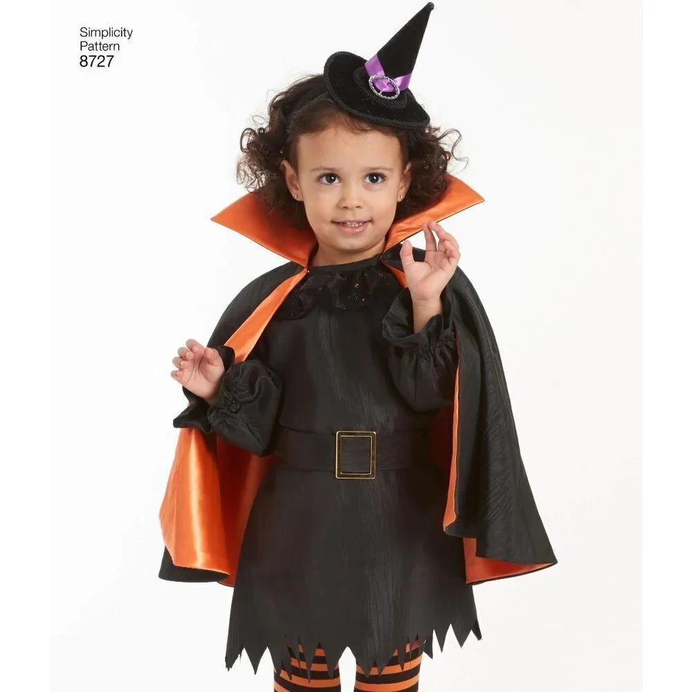 Simplicity Sewing Pattern 8727 Costumes Clown Witch Pirate Vampire Toddlers Size